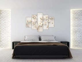 Tablou - floare aurie - abstractă (150x105 cm)