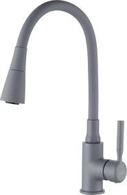 Baterie bucatarie cu pipa flexibila Invena Hula Plus gri