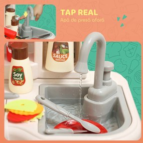 AIYAPLAY Bucătărie de Jucărie pentru Copii 3-6 Ani cu 92 de Accesorii, din PP, PE și ABS, 44.5x24x79 cm, Verde | Aosom Romania