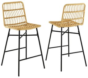 Scaune de bar din ratan sintetic, set de 2