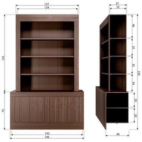 Bibliotecă maro din lemn de pin 146x230 cm Yumi – BePureHome