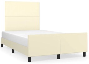 3125441 vidaXL Cadru de pat cu tăblie, crem, 120x200 cm, piele ecologică