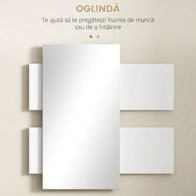 Mobilier de Intrare 2 in 1 cu Oglinda de Perete 75x3.5x75cm si Sertar 75x30.5x20cm, pentru hol, din MDF si Sticla, Gri-Alb HOMCOM | Aosom Romania