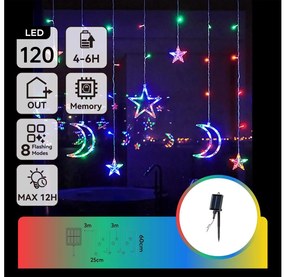 Aigostar - Ghirlandă solară de Crăciun LED RGBY, 120 de LED-uri, 8 funcții, 3 x 0,6 m, 500 mAh, IP65