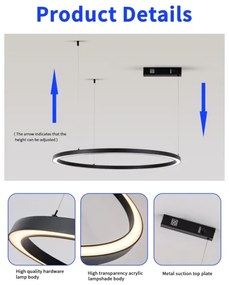 Immax NEO 07215L-LED Lustr FINO 60W/230V 80cm negru, dimabil, Tuya+DO