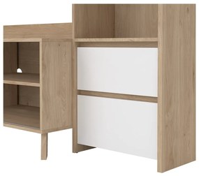 Set TV alb-în culoare naturală cu aspect de lemn de stejar 209x183x48 cm Next – Tvilum