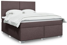 vidaXL Pat continental cu saltea maro închis 180x200cm material textil