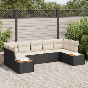 vidaXL Set de canapele pentru grădină cu pernă 7 pcs Negru Rattan poli