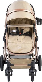 Carucior nou nascuti 2 in 1 NOVOKIDS™ Ciarra Gold PRO , Cu geanta bebe, Cadru Aluminiu , Amortizoare, Roti din cauciuc plin AVE, Landou, Modul sport,