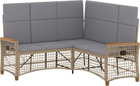 vidaXL Set de canapele reclinabile pentru grădină Beige și gri deschis