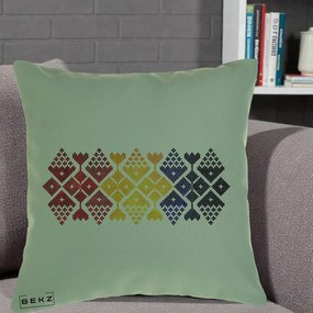 Perna Personalizata Motiv Tricolor Romanesc Broderie, 40x40 cm, Verde, Husa Detasabila, Perna Inclusa, BEKZ®