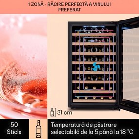 Klarstein Barossa 50 Uno, răcitor de vin, 1 zonă, 120 litri/52 sticle, ecran tactil