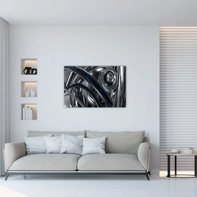 Tabloul cu abstracție gri cu albastru (90x60 cm)