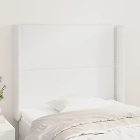 3119513 vidaXL Tăblie de pat cu aripioare, alb, 83x16x118/128 cm, piele eco