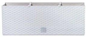 Jardiniera decorativa, sistem irigare, imitatie ratan, alb, 30 L, 60x25x24 cm, Rato Case
