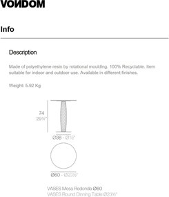 Masa de exterior / interior design modern premium VASES 60cm