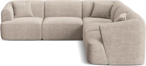 Colțar maro deschis cu tapițerie din catifea reiată Campi – Cosmopolitan Design