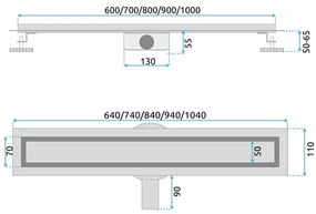 Set rigola pentru dus plus capac auriu periat Rea Neox Pro 70 cm