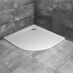 Cadita dus compozit semirotunda Radaway Kyntos A 80x80 cm alb