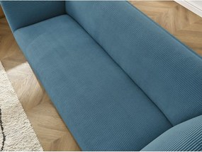 Canapea albastră cu tapițerie din catifea reiată 242 cm Giorgia – Bobochic Paris