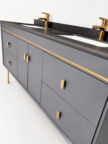 Set Mobilier baie NOBLE 150 cm, MDF, blat ceramic, oglinda LED, sistem soft-close