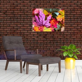 Tablou pe sticlă - frunze de toamnă (70x50 cm)
