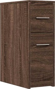 vidaXL Dulap de baie îngust cu roți, stejar maro, lemn prelucrat