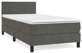 3141168 vidaXL Pat box spring cu saltea, gri închis, 100x200 cm, catifea