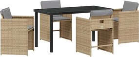 vidaXL Set de masă pentru grădină 5 pcs Bej poliratan