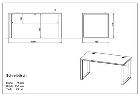 Birou cu aspect de stejar 158x79 cm Lioni - Germania
