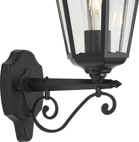 Lampă clasică de perete neagră cu cupru IP44 - Havana