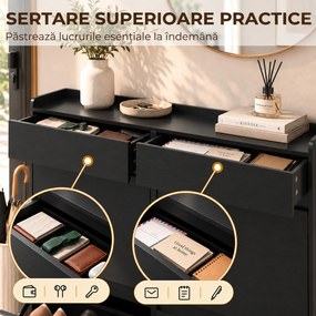 HOMCOM Pantofar Slim din Lemn cu 4 Sertare Rabatabile și 2 Sertare Glisante, 98 x 19,2 x 95,3 cm, Negru | Aosom Romania