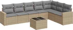 vidaXL Set canapele de grădină, 8 piese, cu perne, bej, poliratan