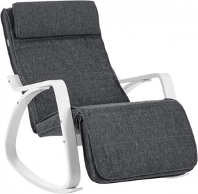 Fotoliu balansoar, lemn de mesteacan / textil, antracit / alb, Songmics