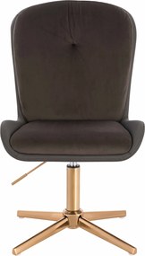 HR690CROSS Scaun Velvet&amp;soft Piele Pu Ciocolată/Cafea Bază Aurie