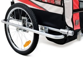 Remorcă pentru biciclete cu 2 locuri cu amortizor + JOGGER roșu