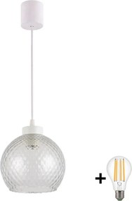 Brilagi - Lustru LED pe cablu RETRO GLASS 1xE27/60W/230V Ø 25 cm alb/gri fumuriu