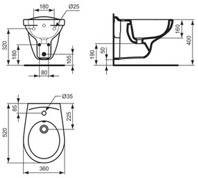 Bideu suspendat Ideal Standard Eurovit, V493101