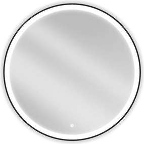 Mexen Esso oglindă de baie iluminată, rotundă 90 cm, LED 6000K, anti-ceață, cadru negru - 9825-090-090-611-70