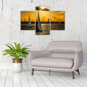 Tablou cu iaht în apus de soare (90x60 cm)