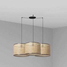 Lustra suspendata cu 3 pendule design natural MAMBO 45cm negru/ratan