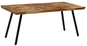 vidaXL Masă de bucătărie, lemn masiv reciclat și oțel, 180x90x76 cm