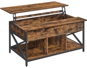 Masuta de cafea, masuta plianta pentru living 60 x 100 x (48-62) cm, maro rustic
