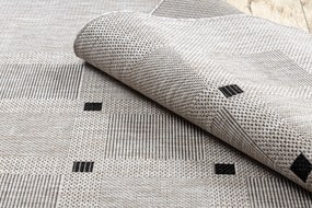 Covor sisal Floorlux 20079 Pătrat argintiu si negru - SECUNDAR-COTATI PRODUSUL