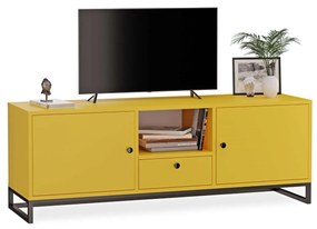 Comodă TV metalică cu sertar galben - colecția Metalove