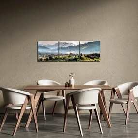 Tablou - sătuț în ceață (cu ceas) (90x30 cm)