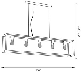 Lustră pe cablu FRAME 5xE27/60W/230V neagră