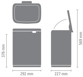 Cos de gunoi Brabantia Bo Small 1006637, 12 L, Deschidere silentioasa si lina, Baza antiderapanta, Albastru deschis