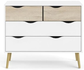 Comodă Tvilum Oslo, 99x82 cm, alb-natural