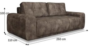 Canapea Extensibila Cu Lada Depozitare Dreamer Maro, 260 x 110 x 100 Cm